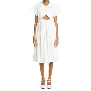 Kika Vargas Mabel Cutout Stretch Cotton Midi Dress White Women's Size M NWT